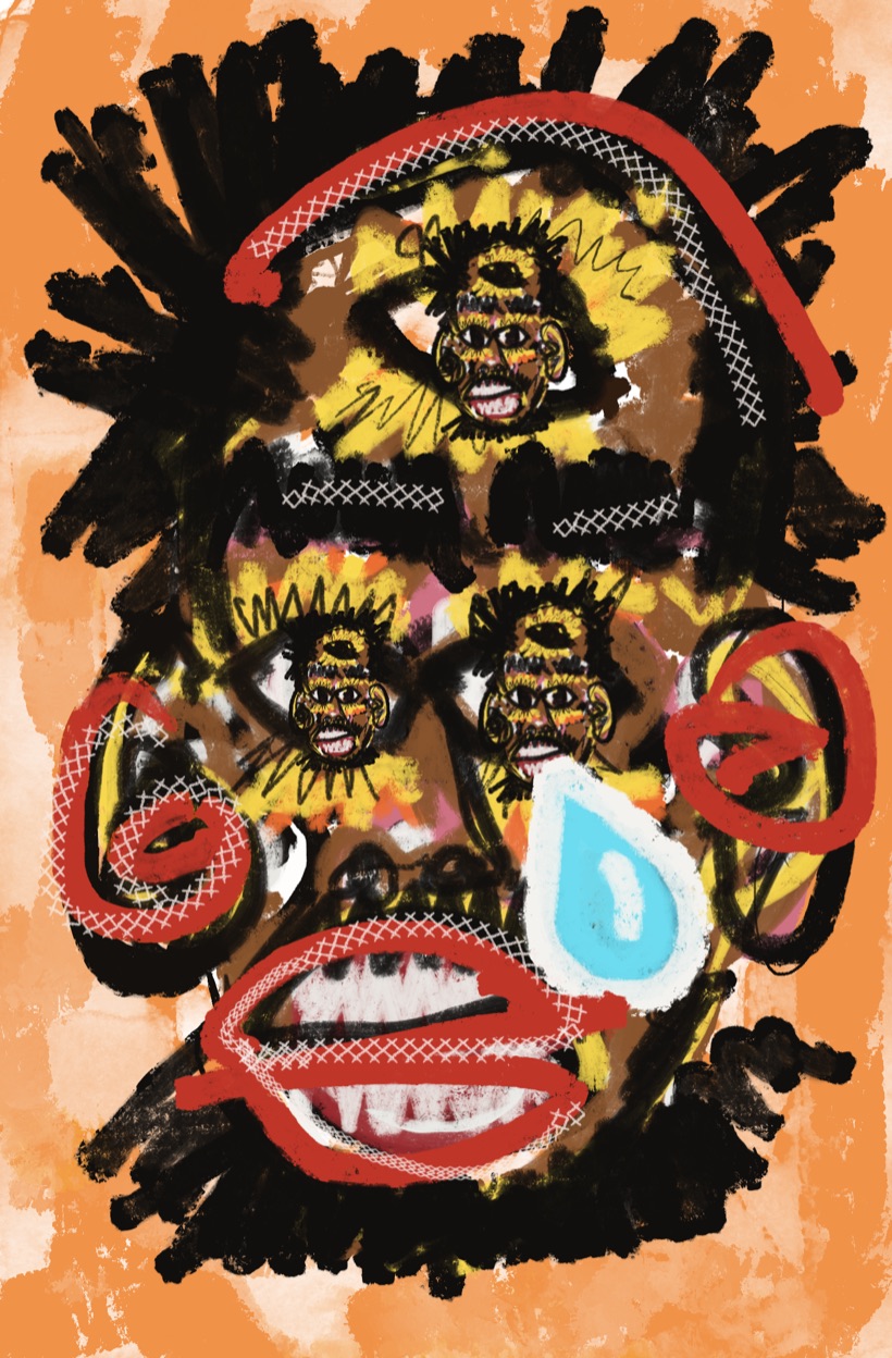 pineappleCITI original painting — orange multi-face