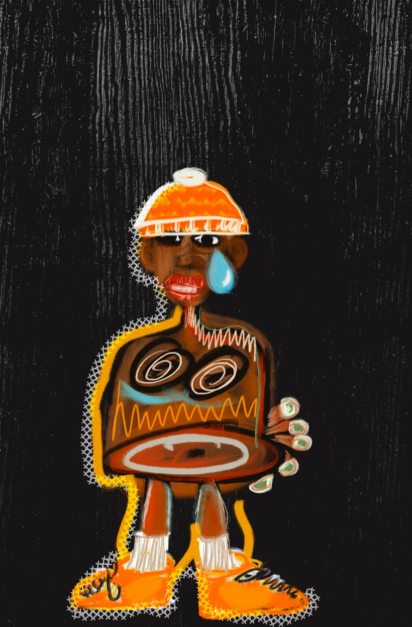 pineappleCITI original painting — figure on black