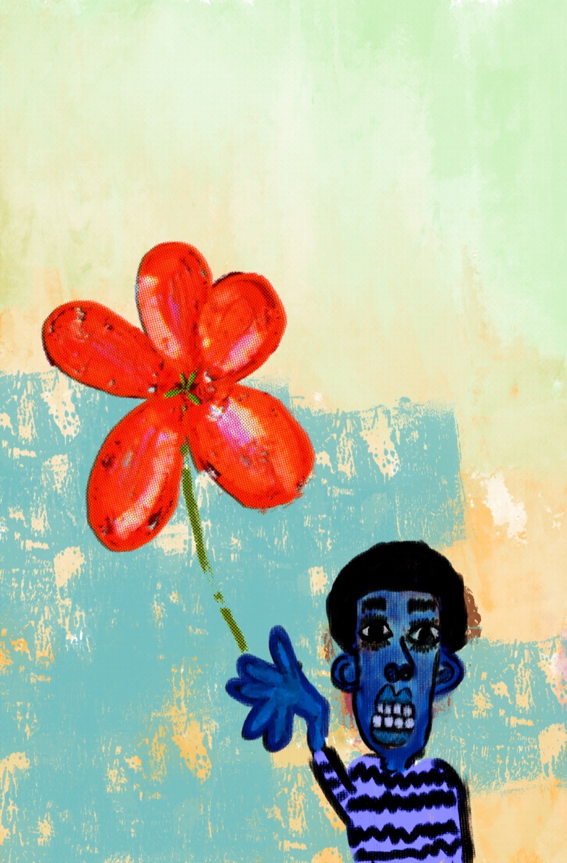 pineappleCITI original painting — red flower